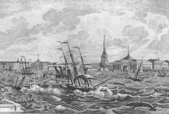 Жуткое наводнение в Петербурге в 1824 году