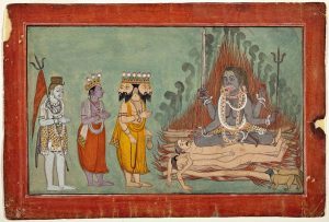 Shiva_Vishnu_and_Brahma_Adoring_Kali_ca._1740_BasohliLACMA