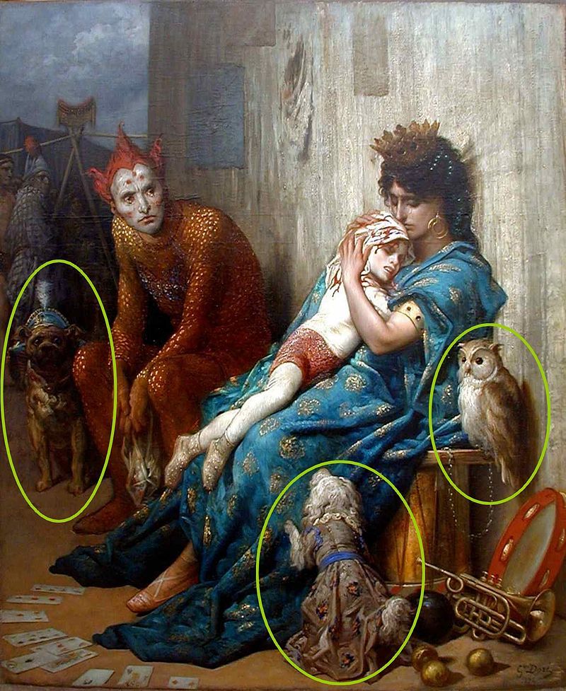 Gustave Doré La famille du saltimbanque, l’enfant blessé Семья акробата